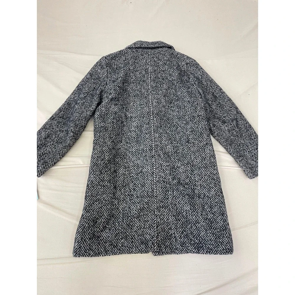 Cat & Jack Girls Long Herringbone Coat Black & Cream Size XL NWT